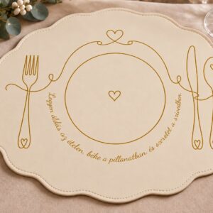White placemat with table blessing
